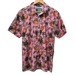 Surf Society Pink Pineapple Short Sleeve Shirt Size XL